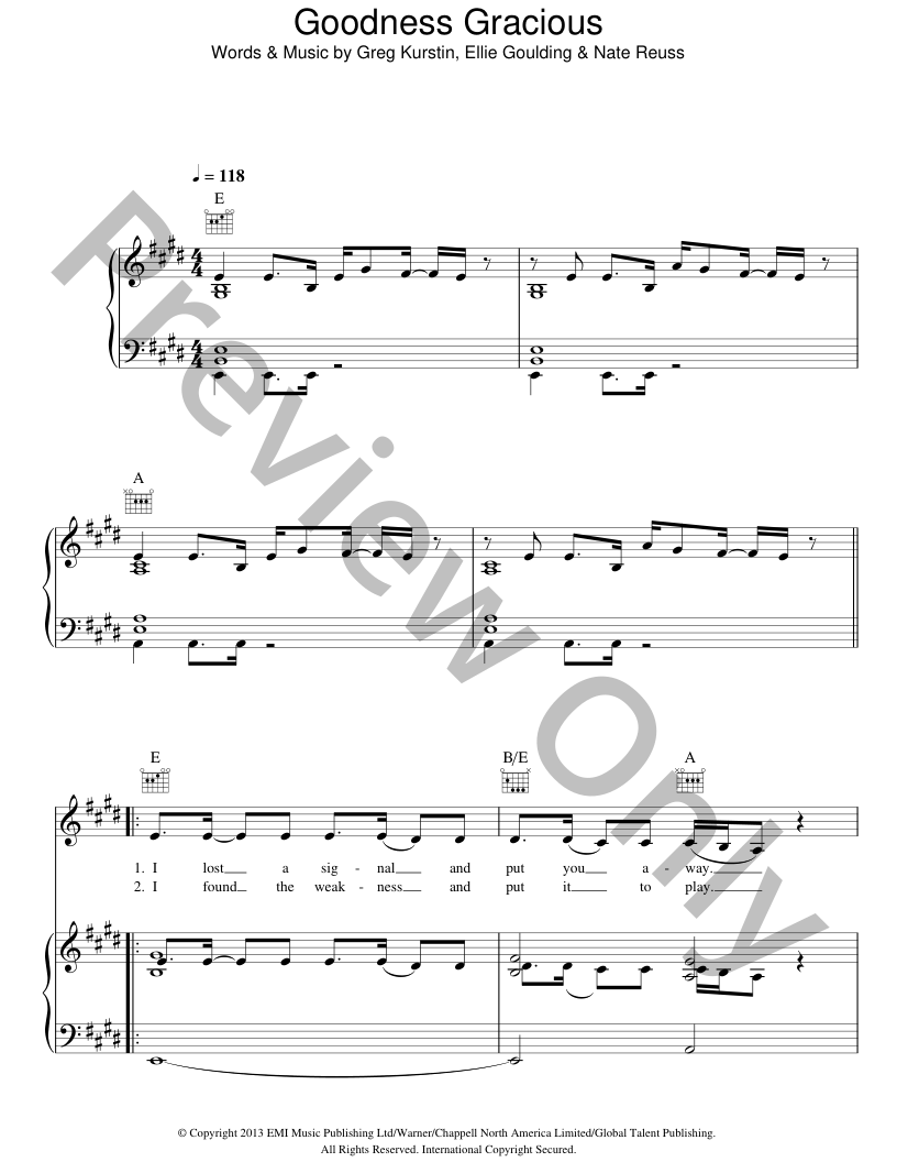 Goodness Gracious P/V/G Sheet Music | J.W. Pepper