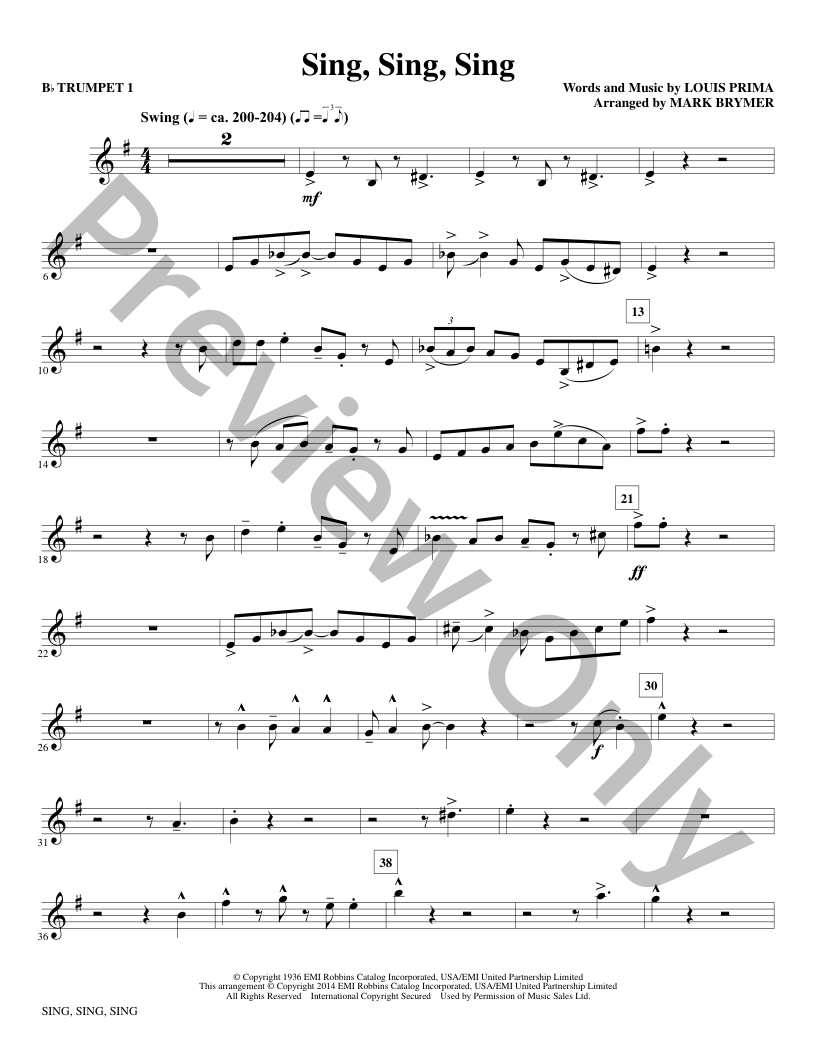 Sing, Sing, Sing Choral Sheet Music | J.W. Pepper