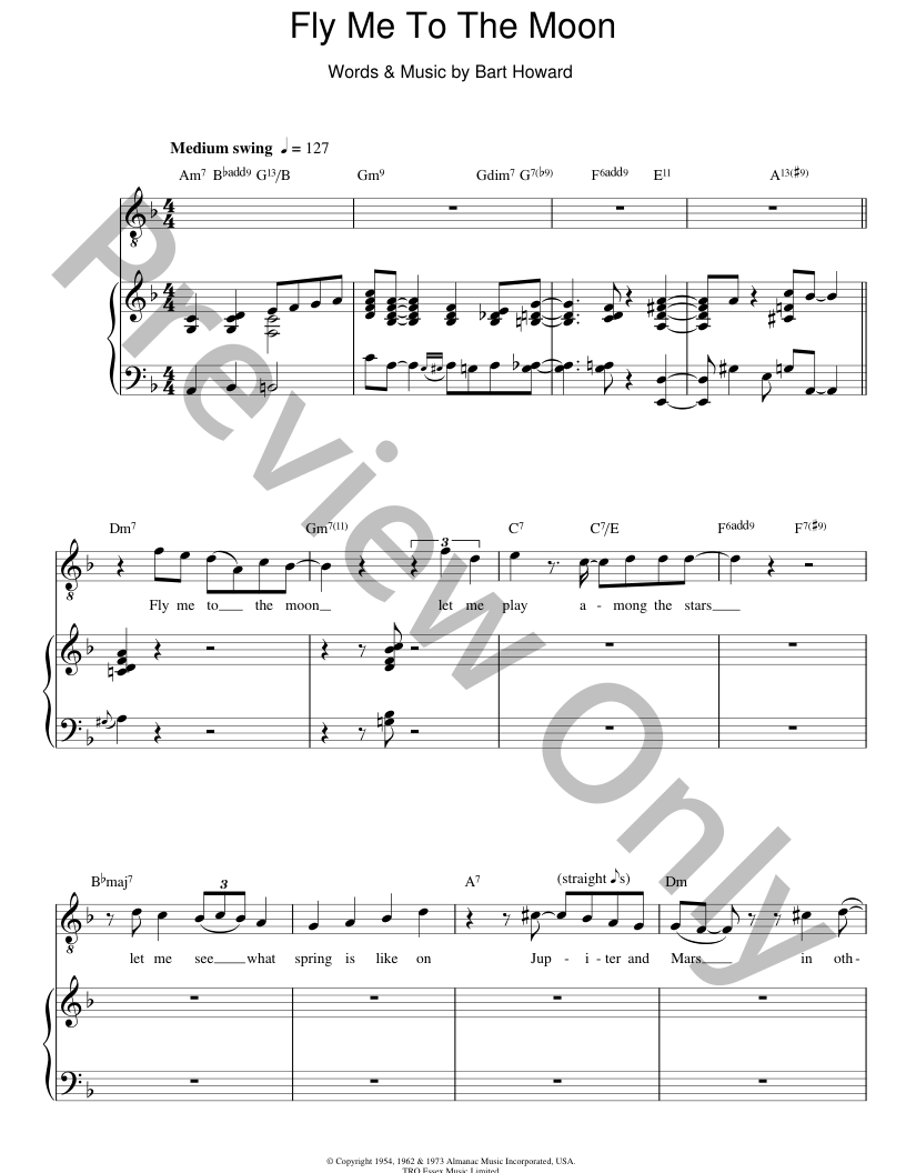 Fly Me To The Moon P/V/G Sheet Music | J.W. Pepper