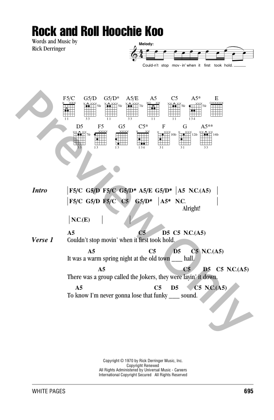 Rock And Roll Hoochie Koo Guitar/Fretted Sheet Music | J.W. Pepper