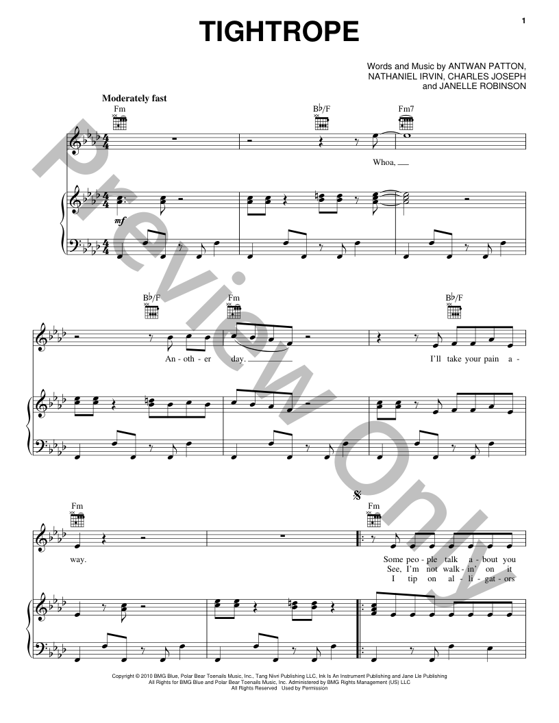 アンセム Tightrope 楽譜集 Tightrope P/V/G Sheet Music | J.W. Pepper