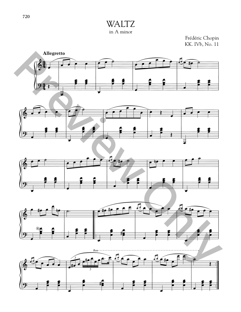 Waltz in A minor, KK IVb, #11 Piano Sheet Music | J.W. Pepper