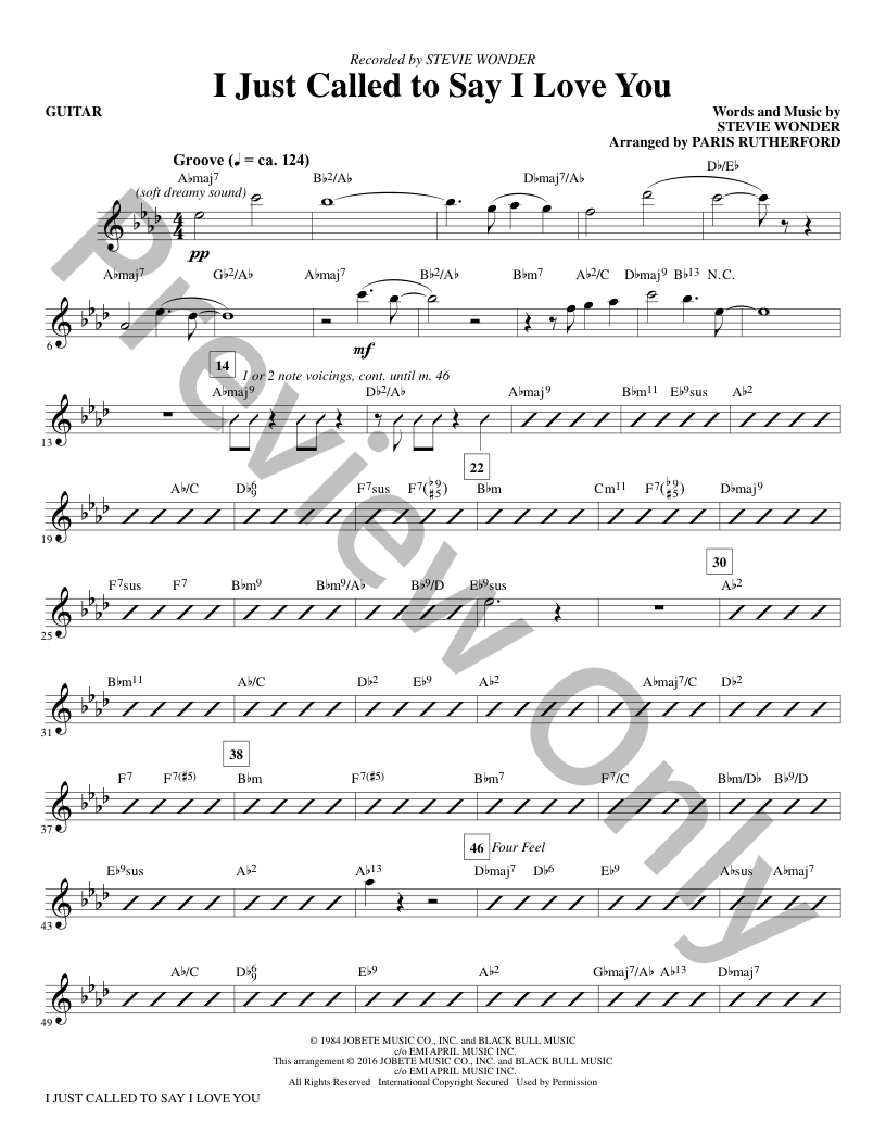I Just Called to Say I Love You Choral Sheet Music | J.W. Pepper