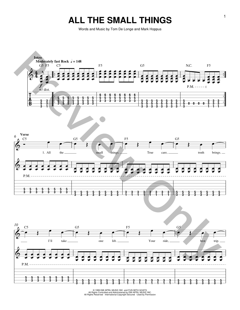 All The Small Things Guitar/Fretted Sheet Music | J.W. Pepper