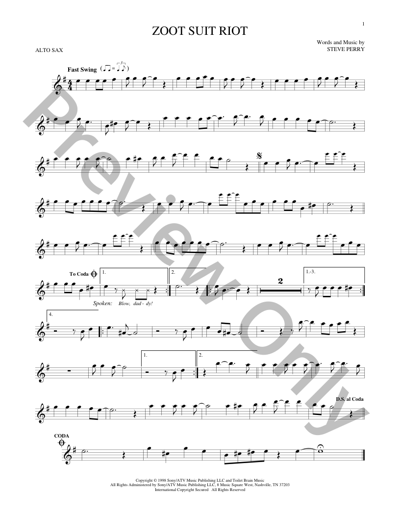 Zoot Suit Riot Sheet Music | J.W. Pepper