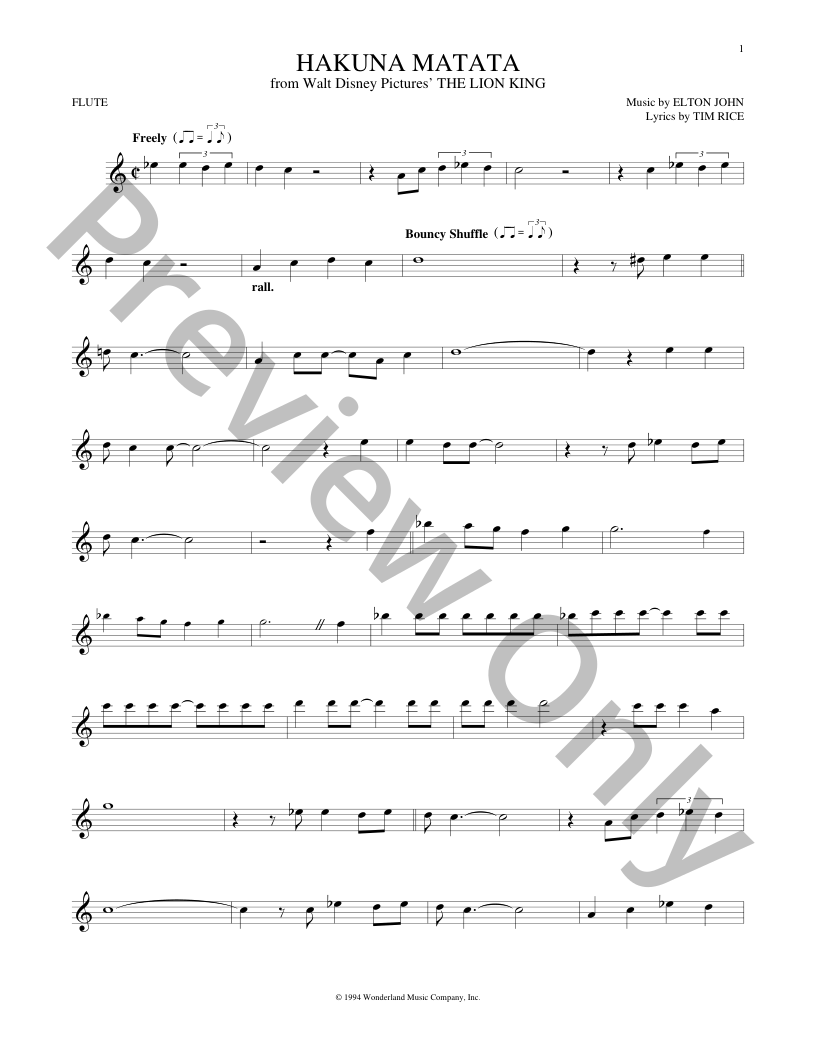 Hakuna Matata Sheet Music | J.W. Pepper