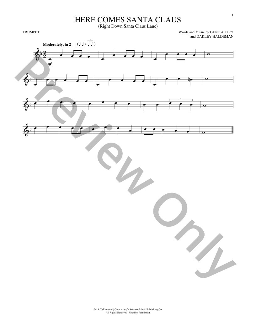 Here Comes Santa Claus Sheet Music J.W. Pepper