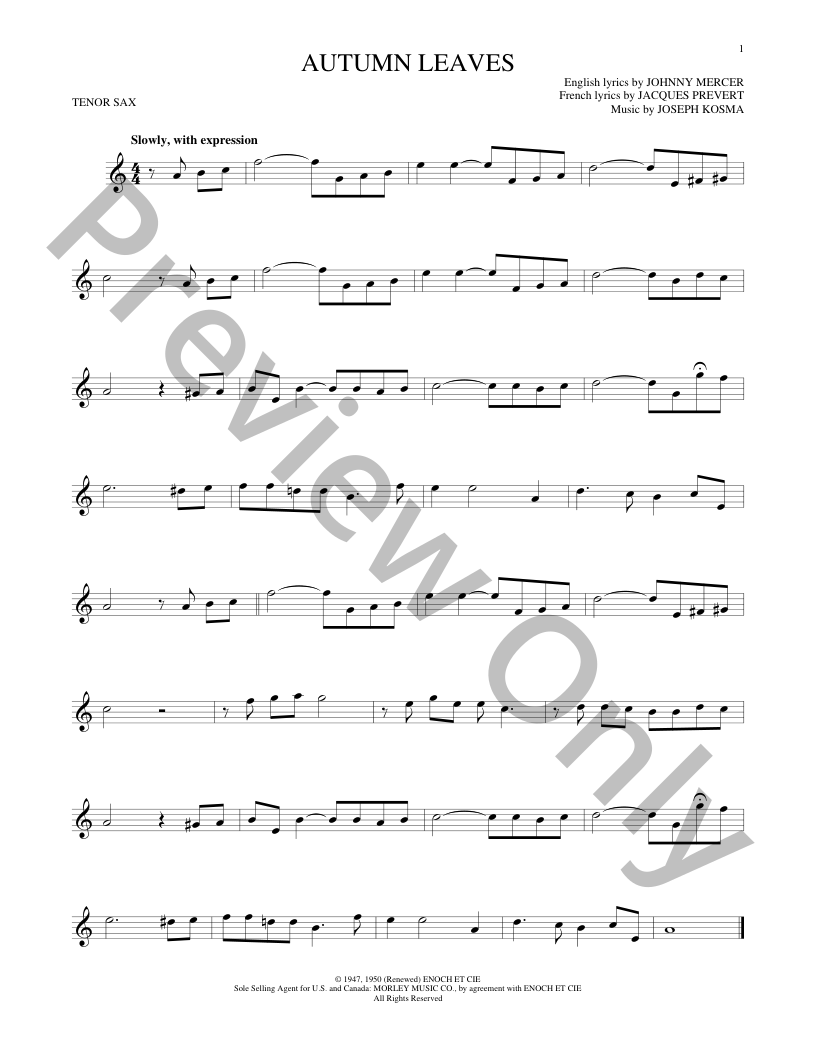 Autumn Leaves Sheet Music | J.W. Pepper