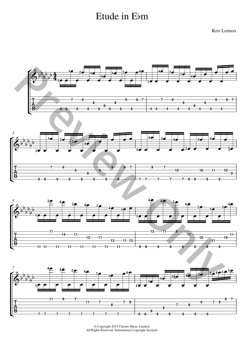 Etude In E flat minor Guitar/Fretted Sheet Music | J.W. Pepper