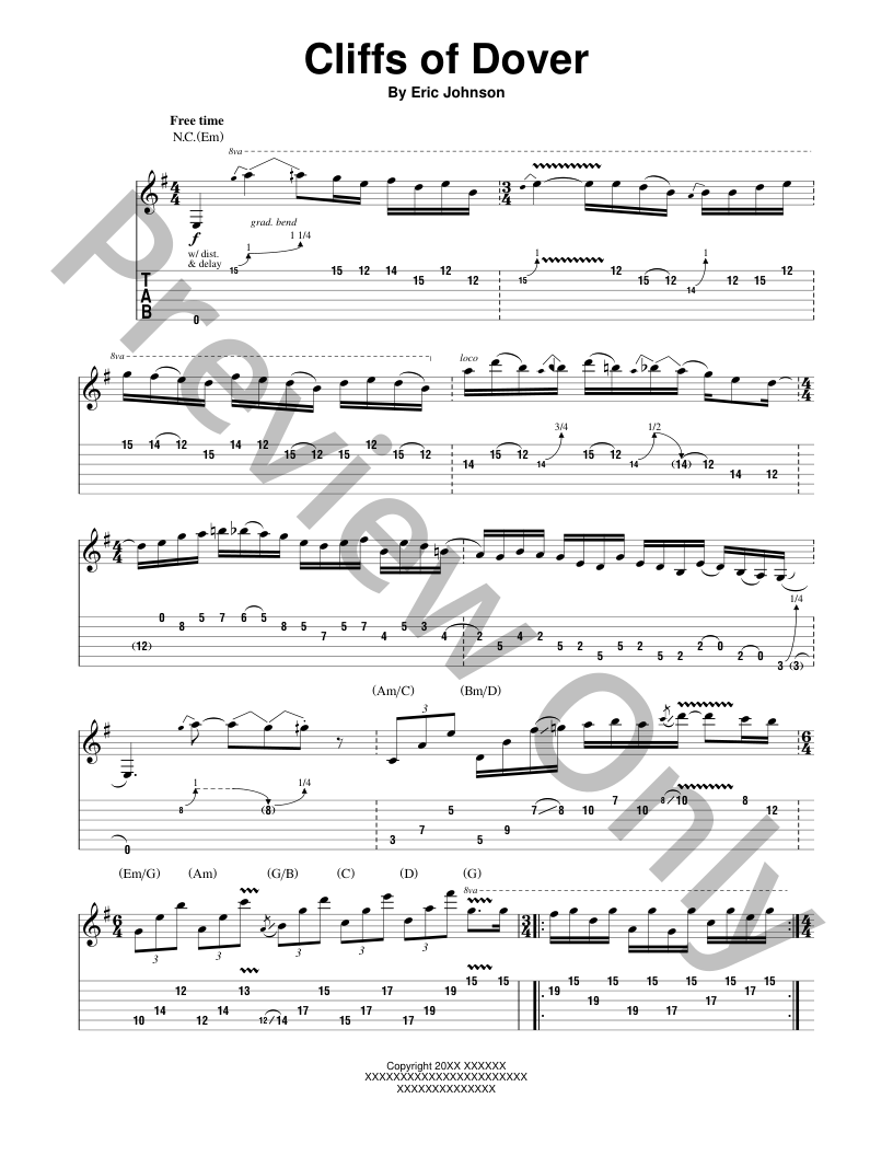 Cliffs Of Dover Guitar/Fretted Sheet Music | J.W. Pepper