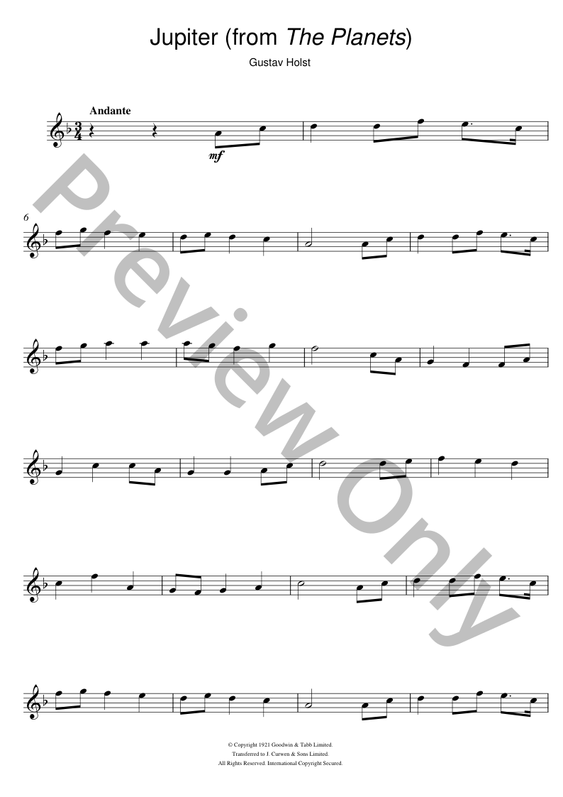 Jupiter from The Planets Op. 32 Sheet Music | J.W. Pepper