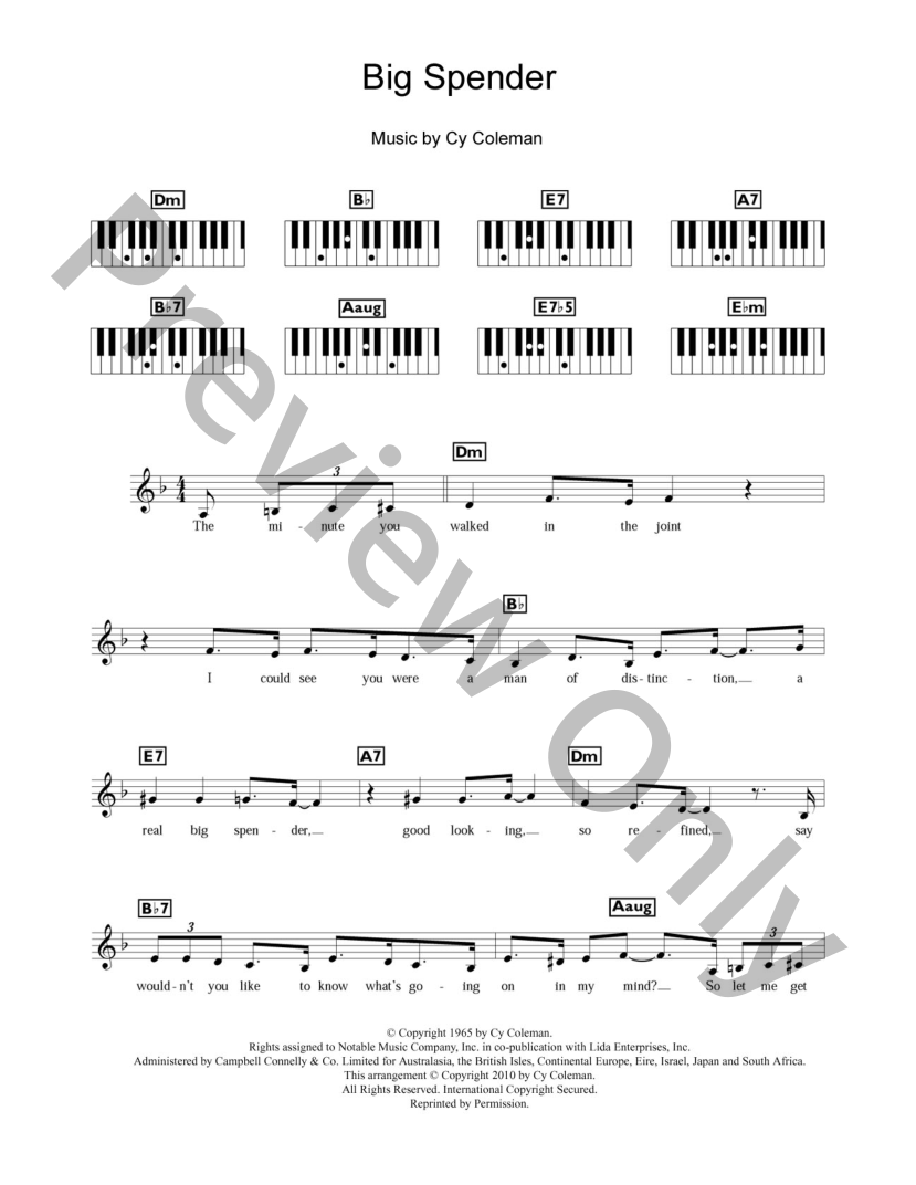 Big Spender P/V/G Sheet Music | J.W. Pepper