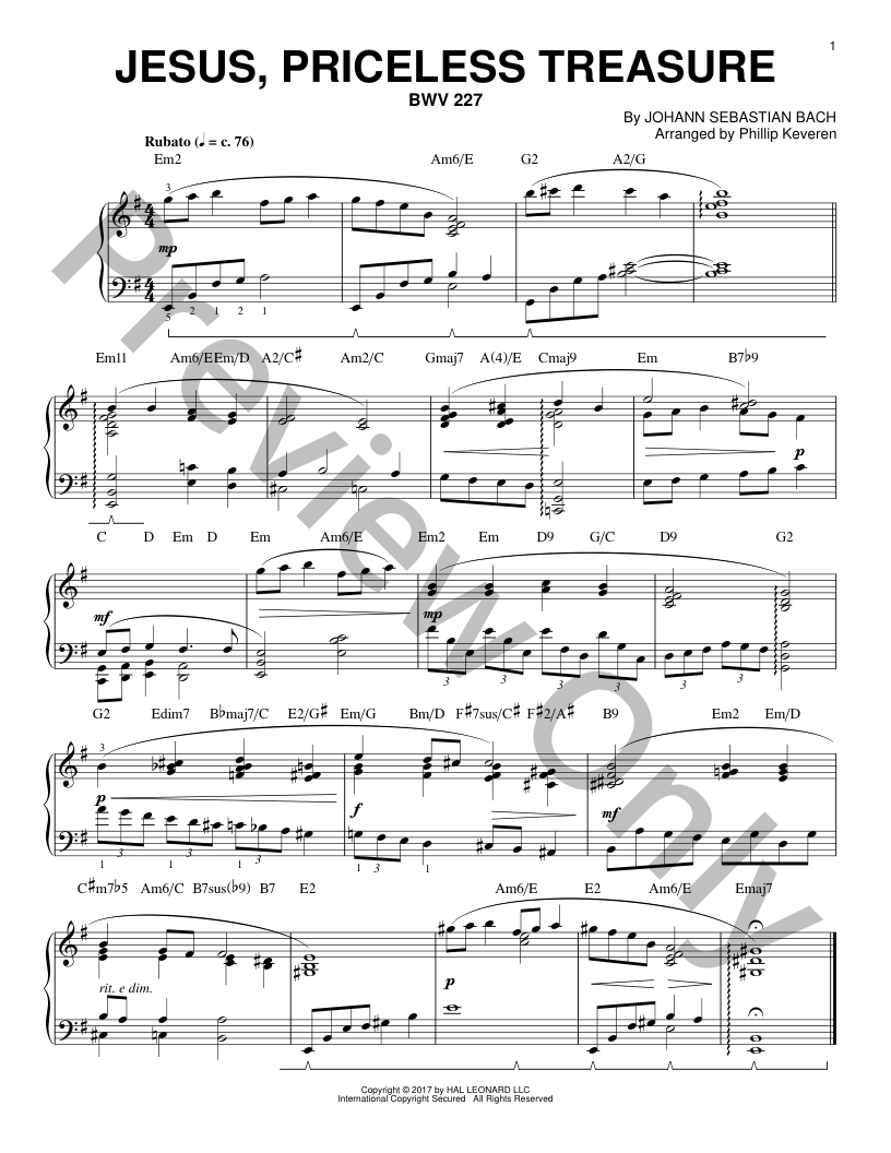 Jesus Priceless Treasure Bwv 227 J W Pepper