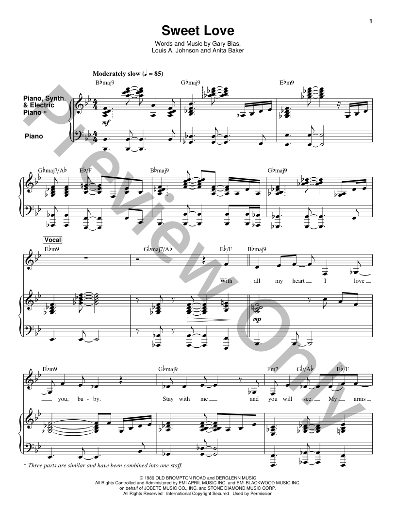 Sweet Love Piano Sheet Music | J.W. Pepper