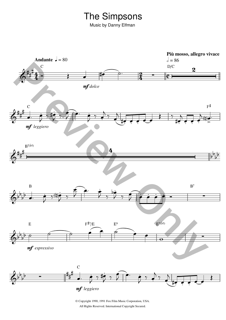 Theme From The Simpsons Sheet Music | J.W. Pepper