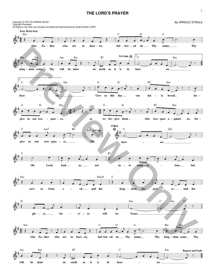The Lord's Prayer P/V/G Sheet Music | J.W. Pepper