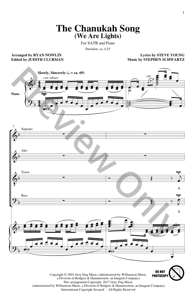 The Chanukah Song Choral Sheet Music | J.W. Pepper