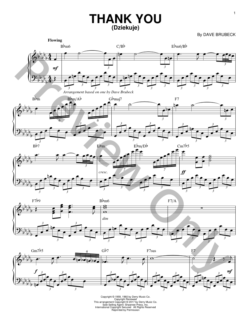 Thank You (Dziekuje) Piano Sheet Music | J.W. Pepper