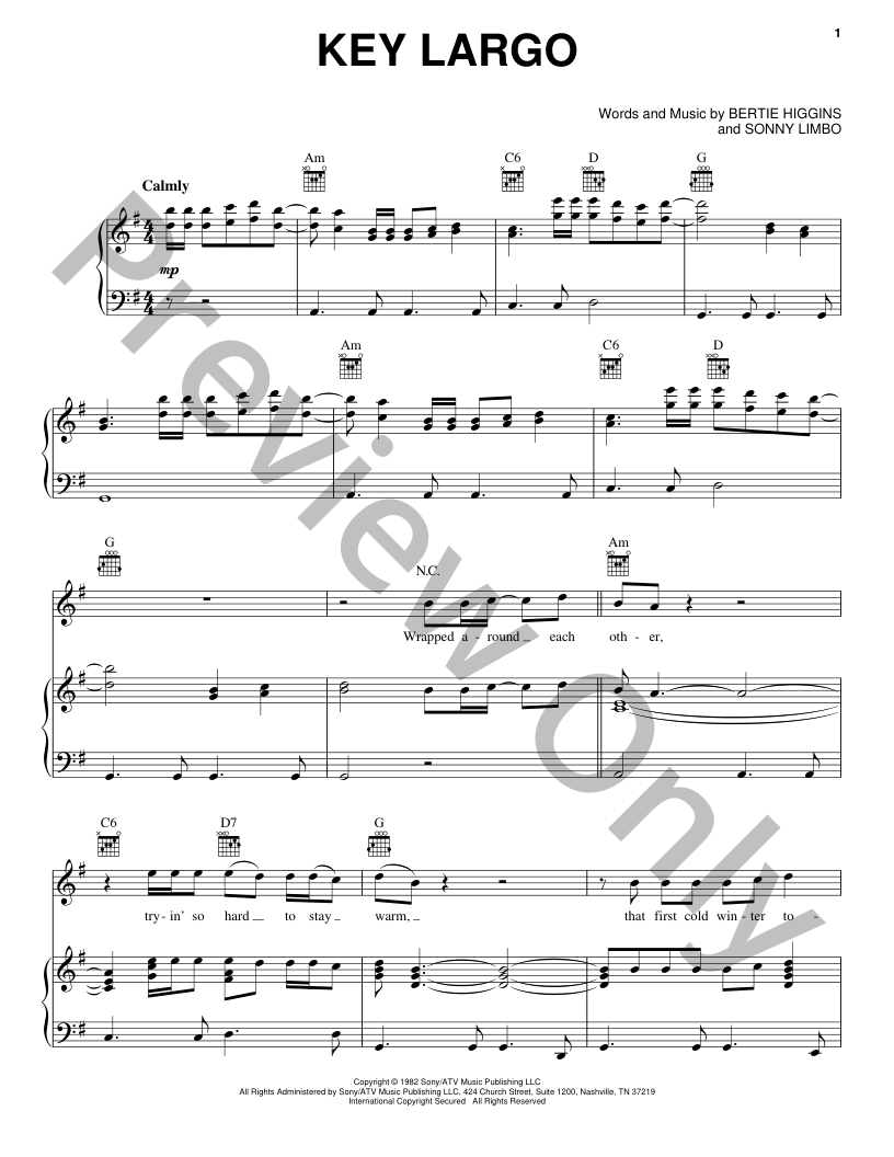 Key Largo P/V/G Sheet Music | J.W. Pepper