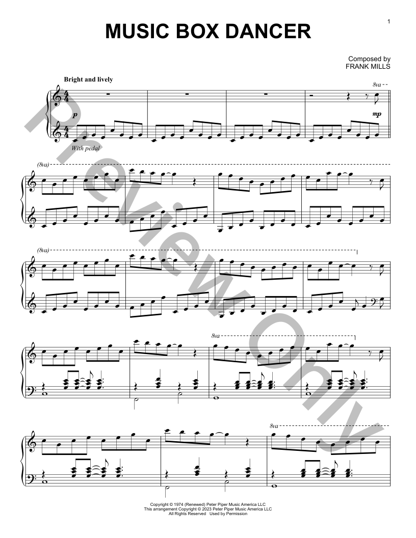 Music Box Dancer Piano Sheet Music | J.W. Pepper