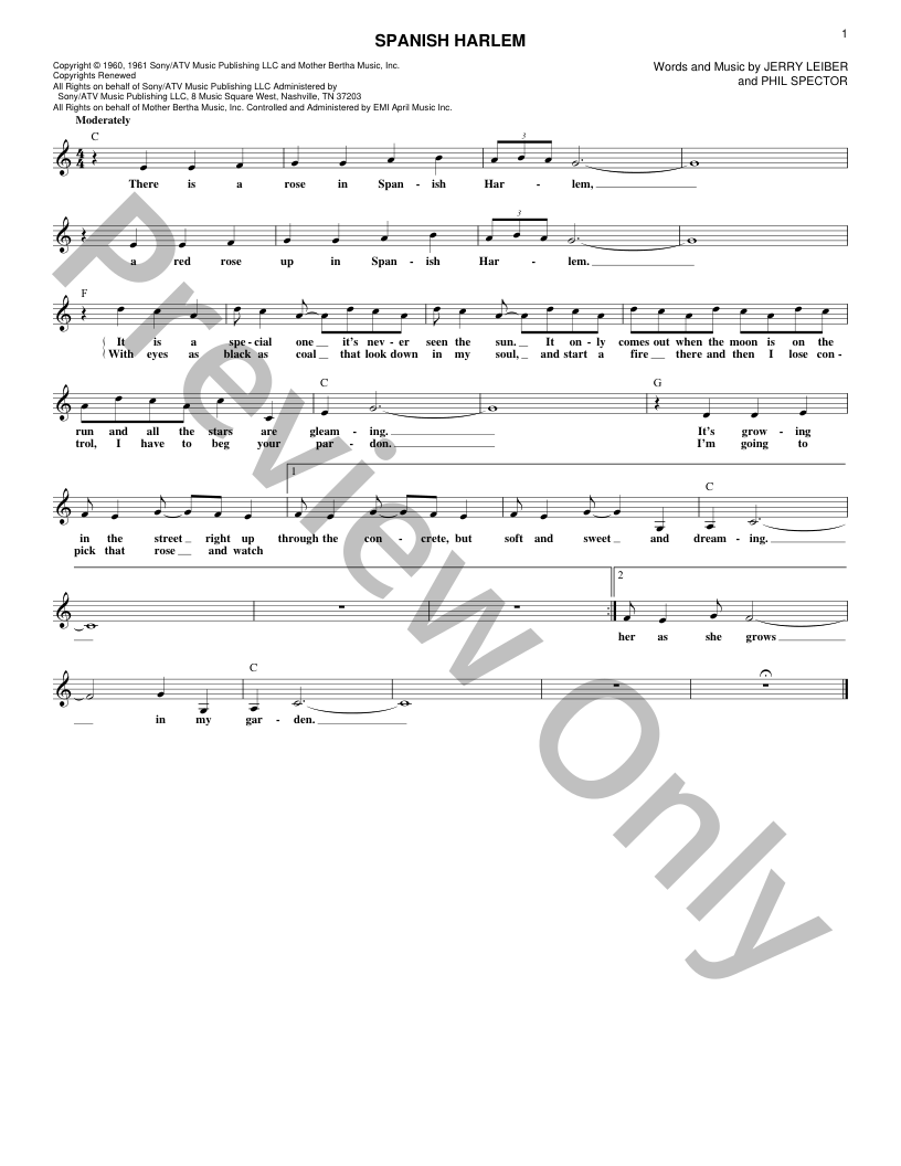 Spanish Harlem P/V/G Sheet Music | J.W. Pepper