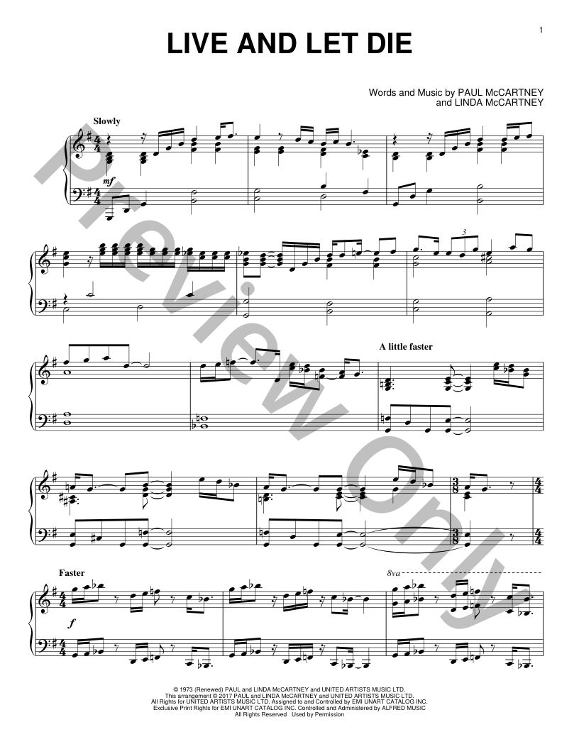 Live And Let Die Piano Sheet Music | J.W. Pepper