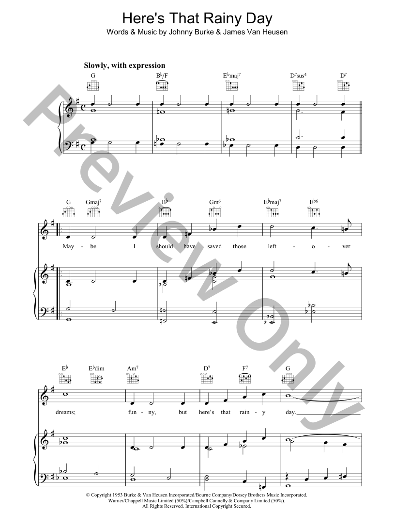 Here's That Rainy Day P/V/G Sheet Music | J.W. Pepper