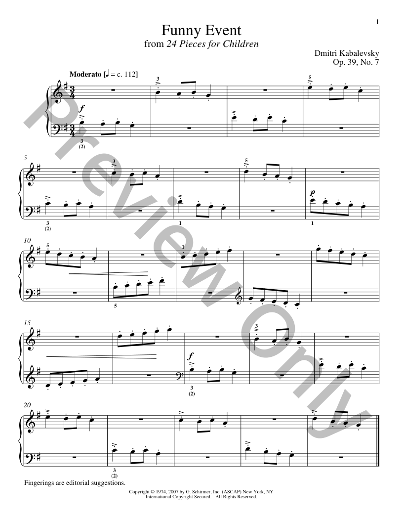 Funny Event, Op. 39, #7 Piano Sheet Music | J.W. Pepper