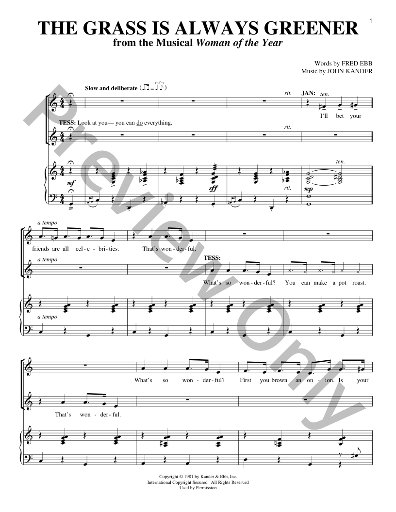 The Grass Is Always Greener Vocal Sheet Music | J.W. Pepper
