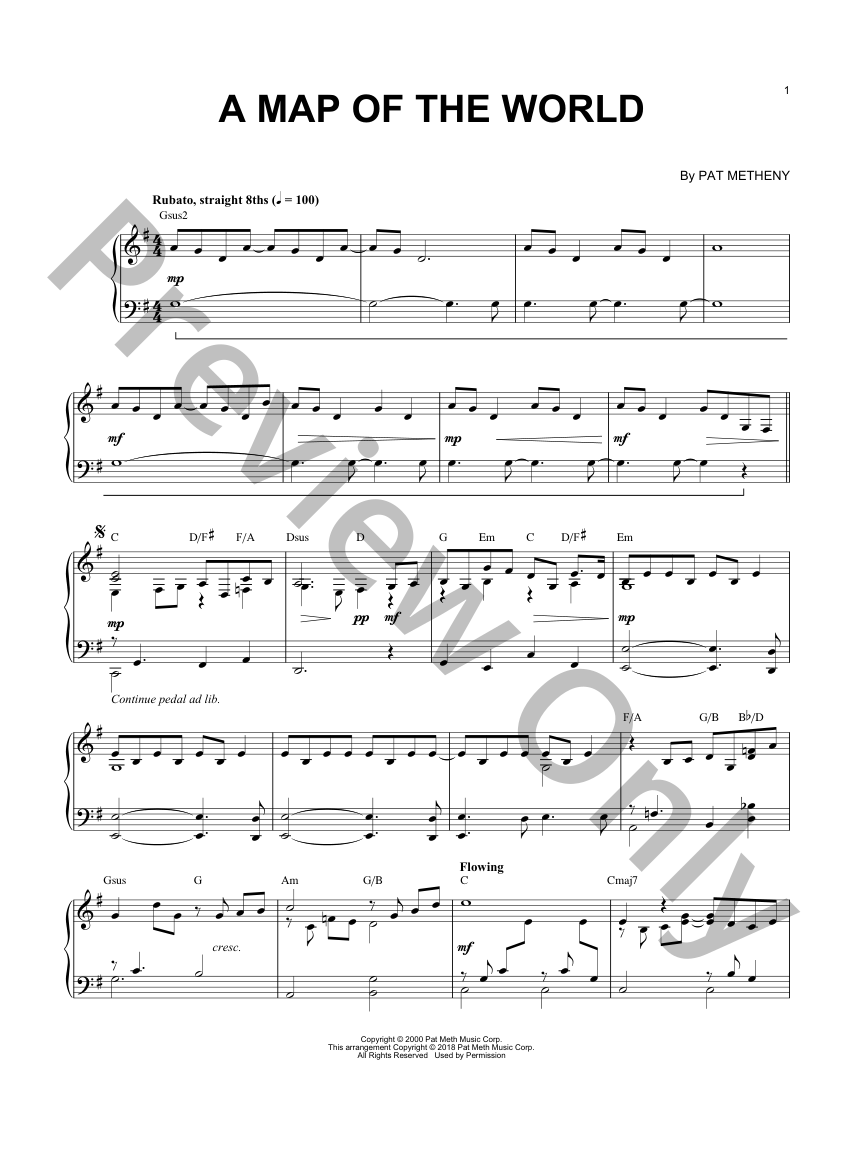 A Map Of The World Piano Sheet Music | J.W. Pepper