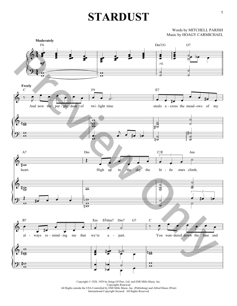 Stardust P/V/G Sheet Music | J.W. Pepper
