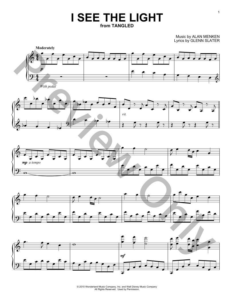 I See The Light Piano Sheet Music | J.W. Pepper