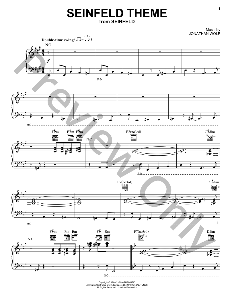 Seinfeld Theme Piano Sheet Music | J.W. Pepper