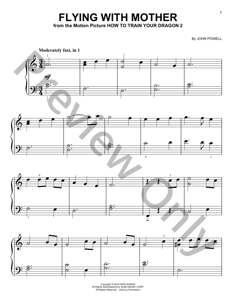 Flying With Mother Easy Piano Sheet Music | J.W. Pepper