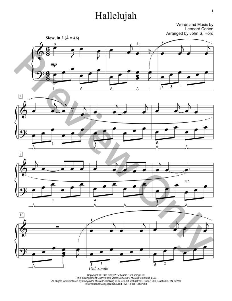 【希少】ORANGENOISE SHORTCUT Hallelujah Hallelujah Piano Sheet Music | J.W. Pepper