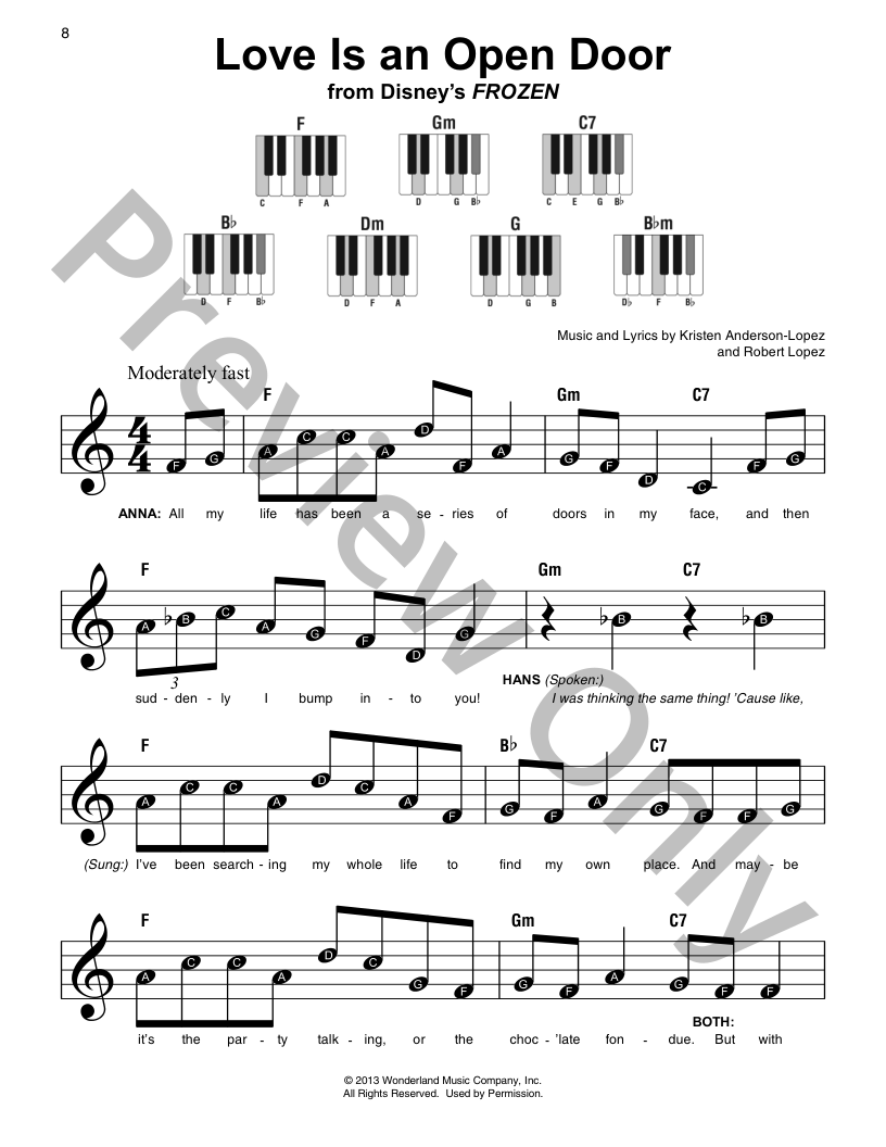 Love Is An Open Door Big Note Piano Sheet Music | J.W. Pepper