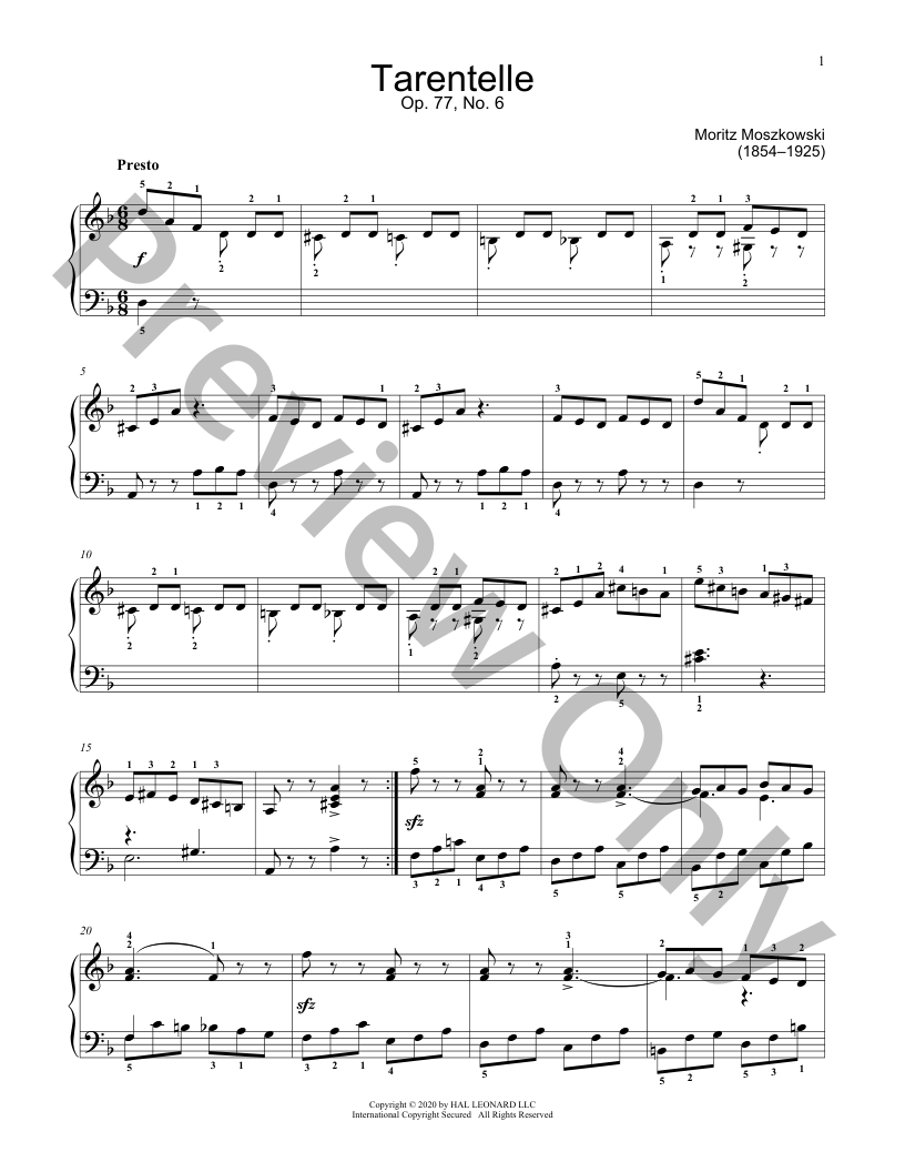 Tarantella, Op. 77, #6 Piano Sheet Music | J.W. Pepper