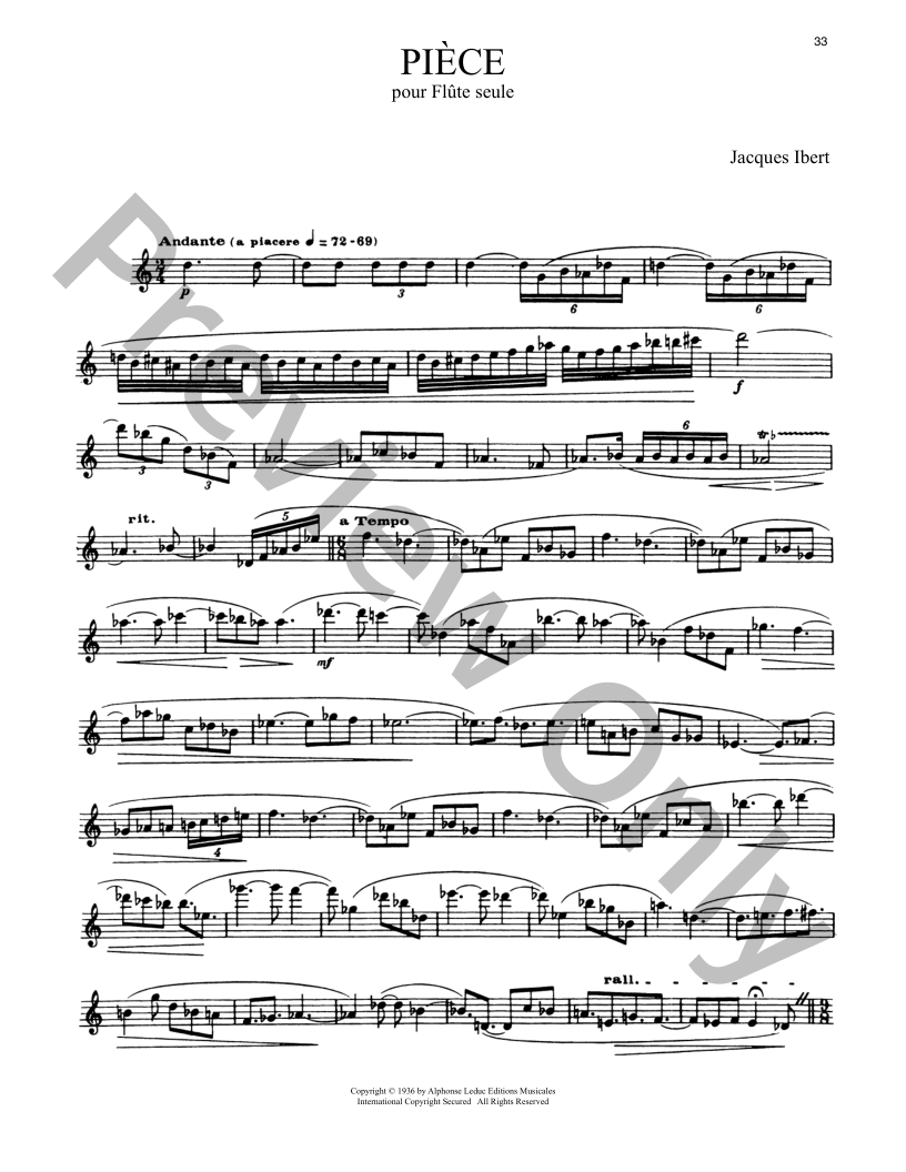 Piece Pour Flute Seule Sheet Music | J.W. Pepper