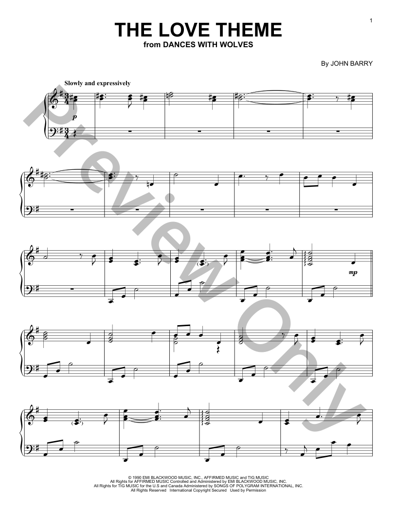 The Love Theme Piano Sheet Music | J.W. Pepper