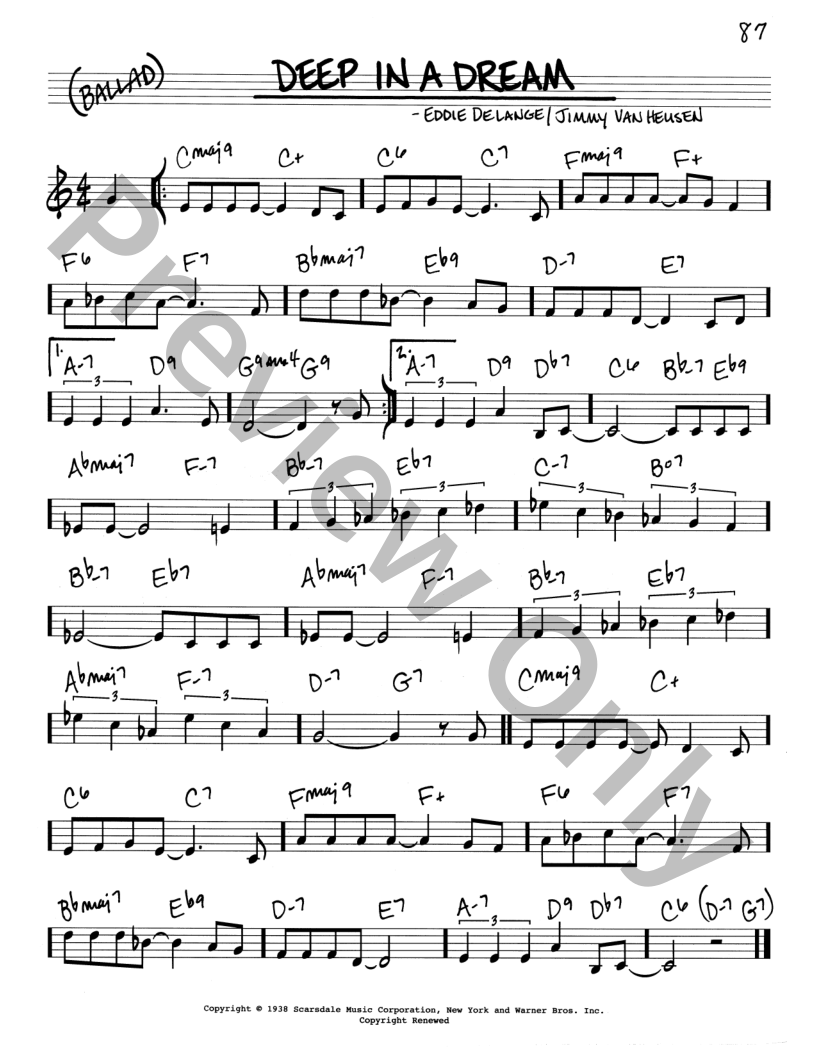 Deep In A Dream P/V/G Sheet Music | J.W. Pepper