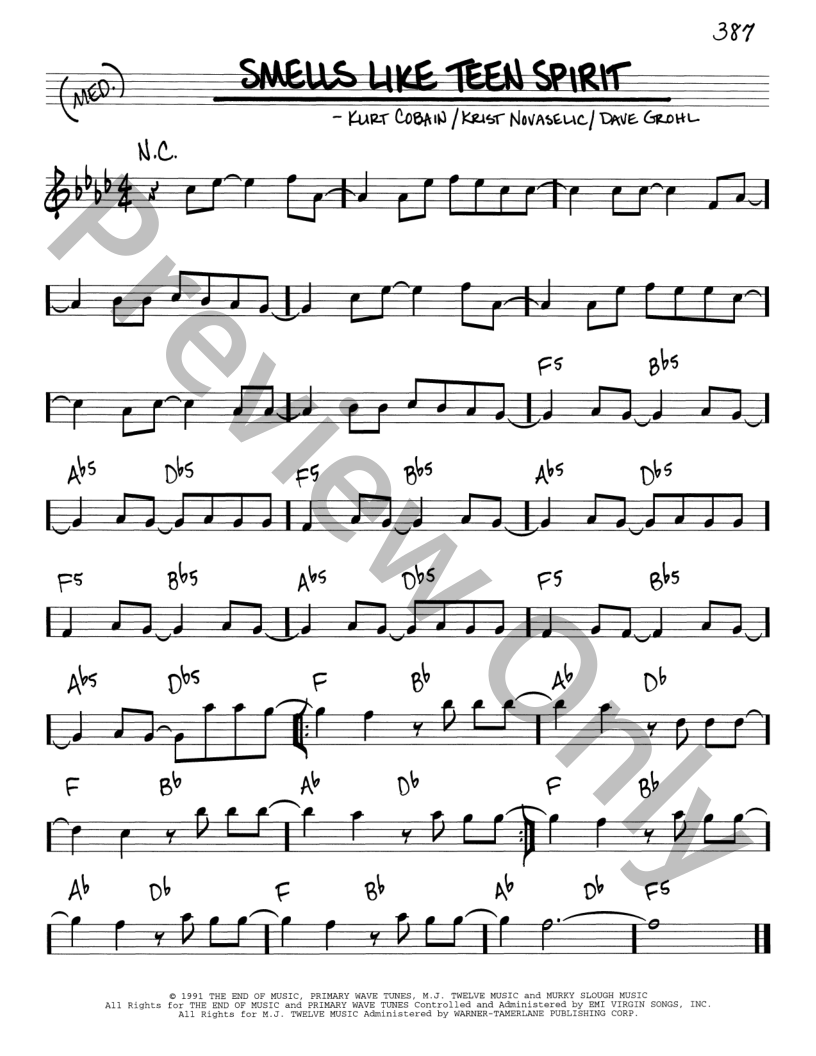 Smells Like Teen Spirit P/V/G Sheet Music | J.W. Pepper