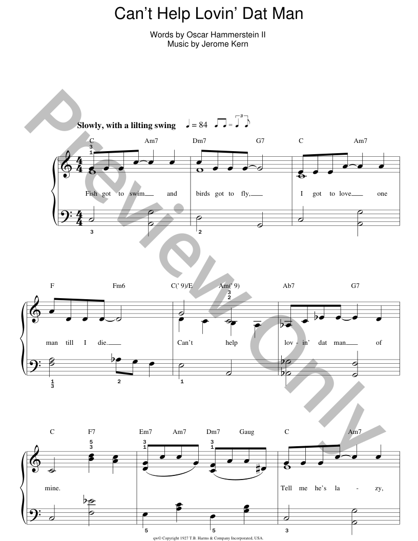 Can't Help Lovin' Dat Man Easy Piano Sheet Music | J.W. Pepper