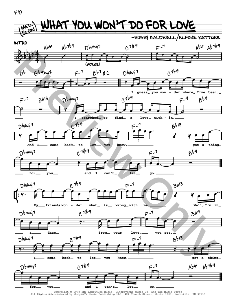 What You Won't Do For Love P/V/G Sheet Music | J.W. Pepper