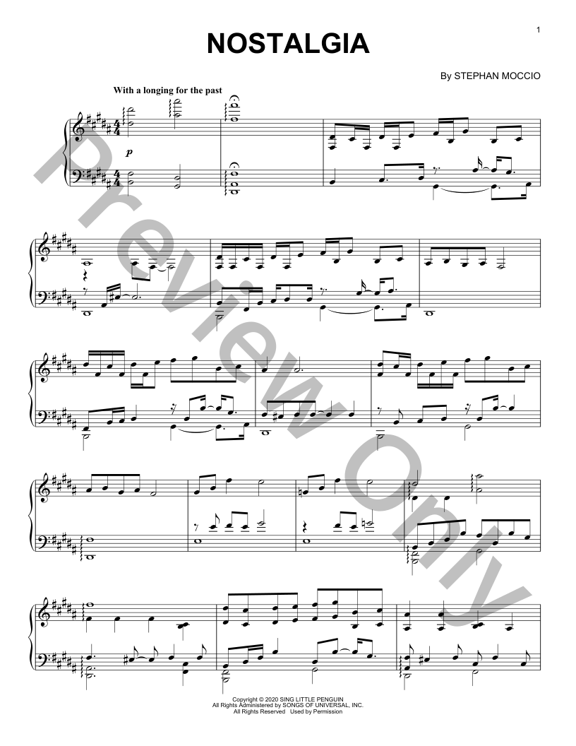 Nostalgia Piano Sheet Music | J.W. Pepper