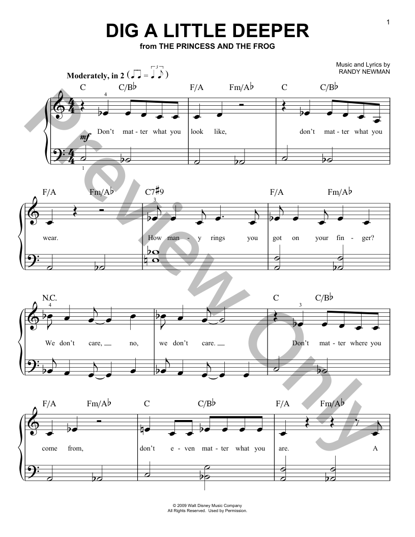 Dig A Little Deeper Easy Piano EPRINT Easy Piano Sheet Music | J.W. Pepper