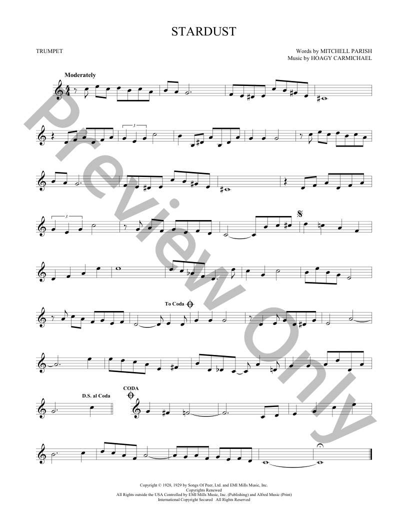 アート・デザイン・音楽 STARDUST STANDARDS FOR TRUMPET Vol. 4 Stardust Sheet Music | J.W. Pepper