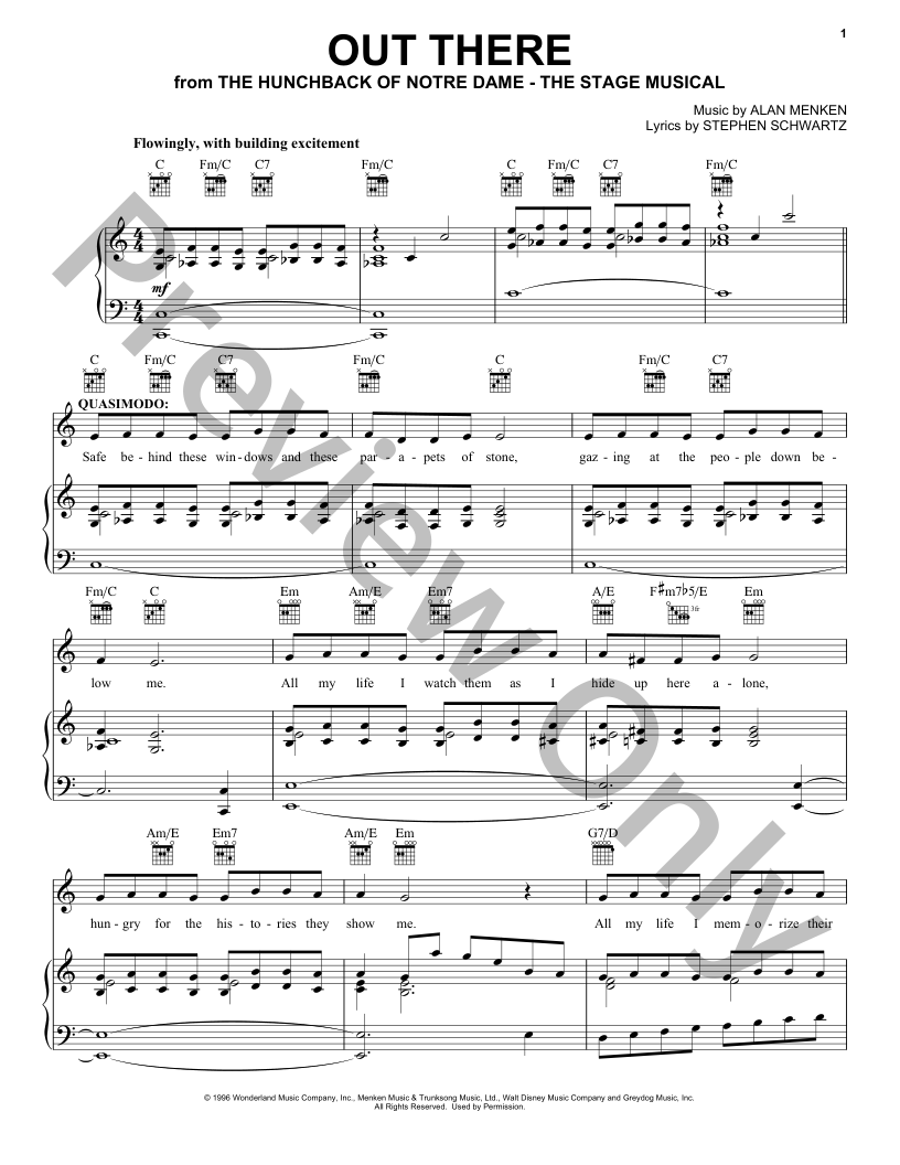 Out There P/V/G Sheet Music | J.W. Pepper