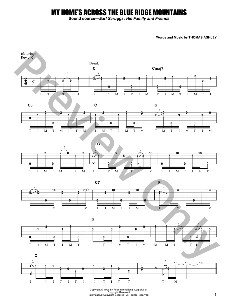 My Home's Across The Blue Ridge Mountains Guitar/Fretted Sheet Music ...
