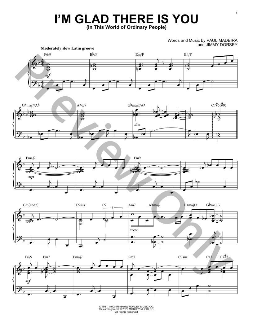 ビッグバンド楽譜「I'm Glad There is You」(絶版) I'm Glad There Is You (In This World Of Ordinary People) (Jazz