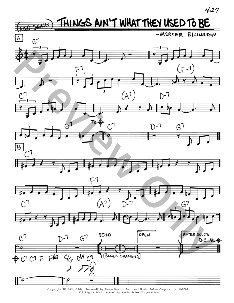 ビッグバンド譜Things Ain't What They Used To Be Things Ain't What They Used To Be P/V/G Sheet Music | J.W. Pepper